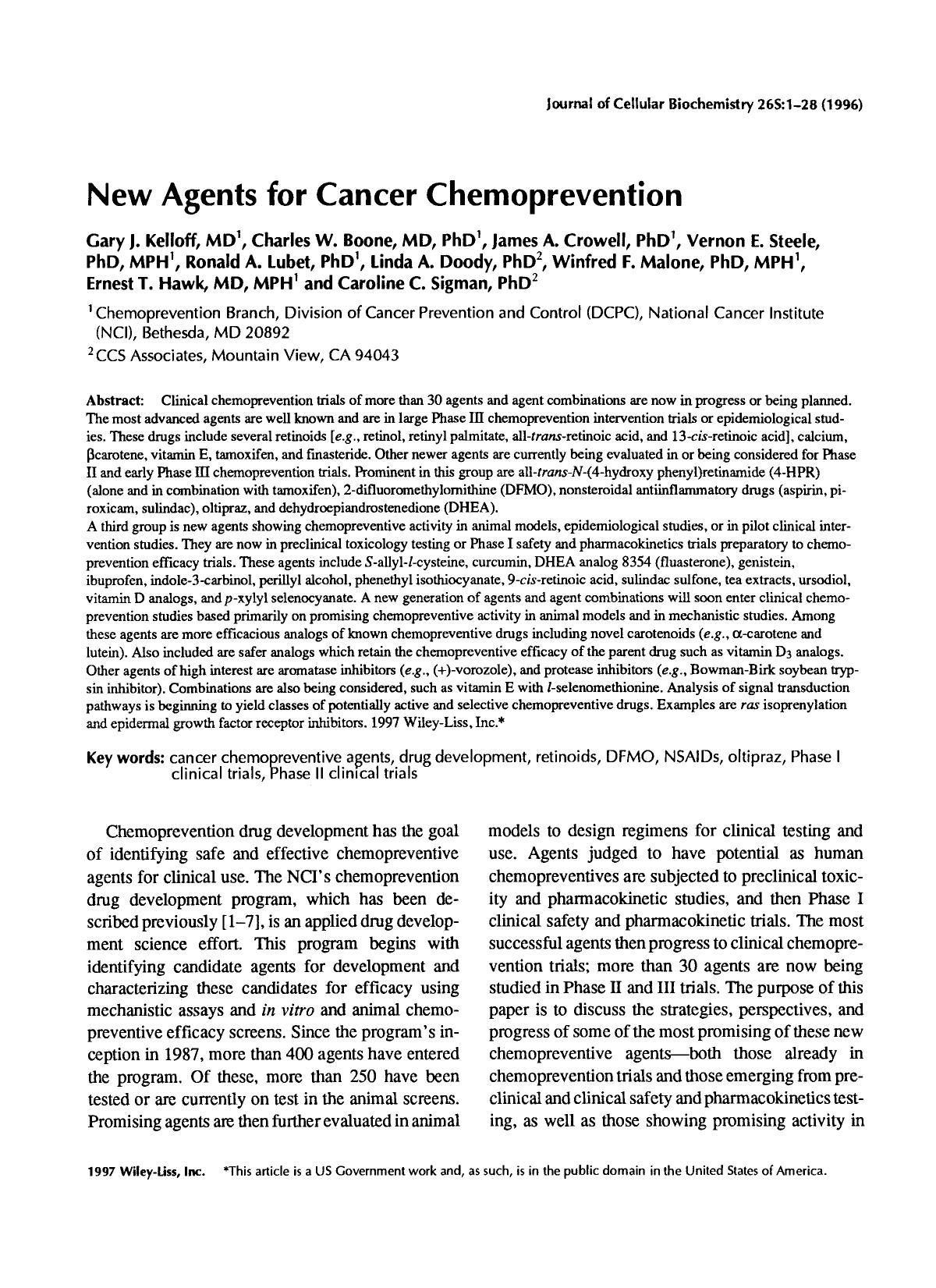 New agents for cancer chemoprevention by Unknown