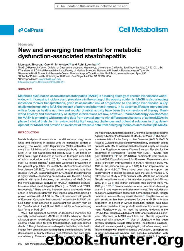 New and emerging treatments for metabolic dysfunction-associated steatohepatitis by Monica A. Tincopa & Quentin M. Anstee & Rohit Loomba
