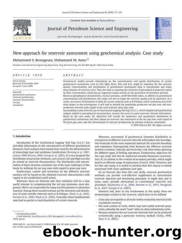 New approach for reservoir assessment using geochemical analysis: Case study by Mohammed S. Benzagouta; Mohammed M. Amro