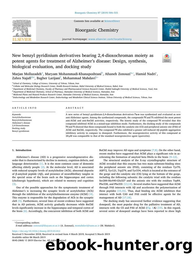 New benzyl pyridinium derivatives bearing 2,4-dioxochroman moiety as potent agents for treatment of Alzheimerâs disease_ Design, synthesis, biological evaluation, and docking study by unknow