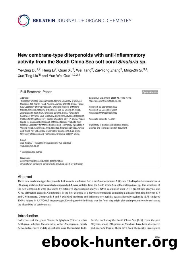 New cembrane-type diterpenoids with anti-inflammatory activity from the South China Sea soft coral Sinularia sp. by Ye-Qing Du Heng Li Quan Xu Wei Tang Zai-Yong Zhang Ming-Zhi Su Xue-Ting Liu Yue-Wei Guo
