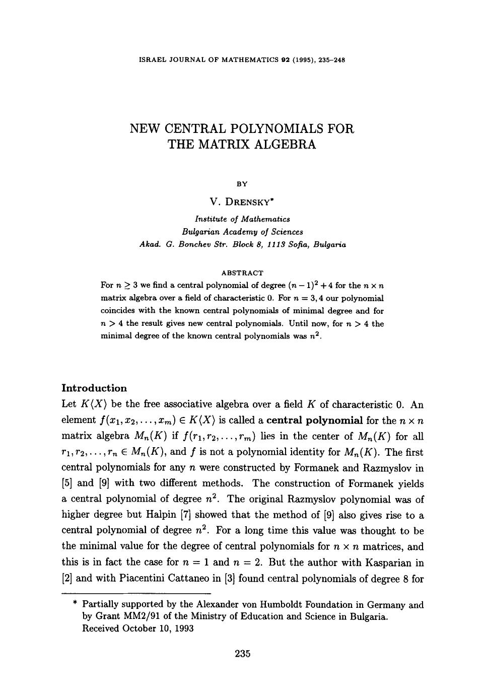 New central polynomials for the matrix algebra by Unknown
