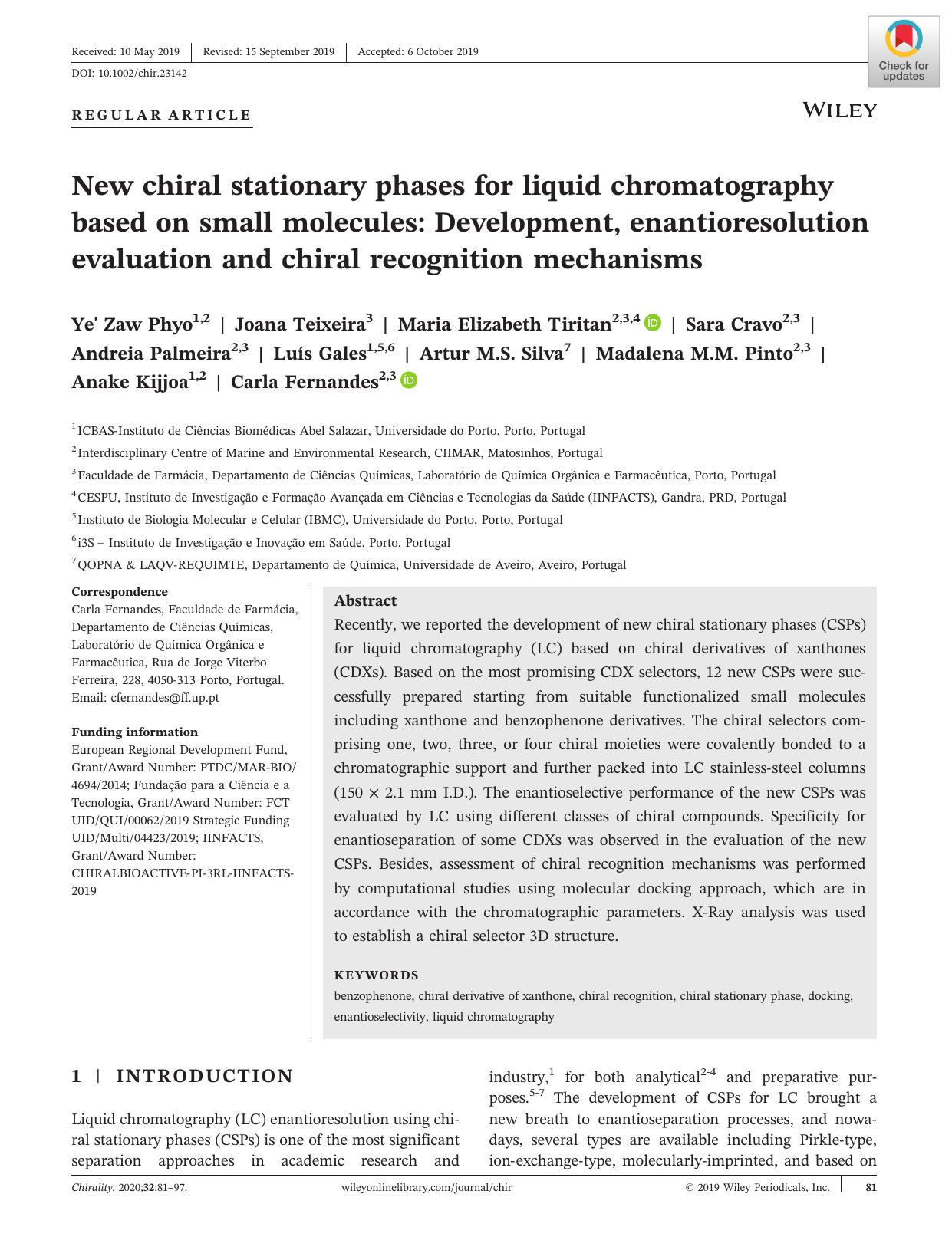 New chiral stationary phases for liquid chromatography based on small molecules: Development, enantioresolution evaluation and chiral recognition mechanisms by unknow