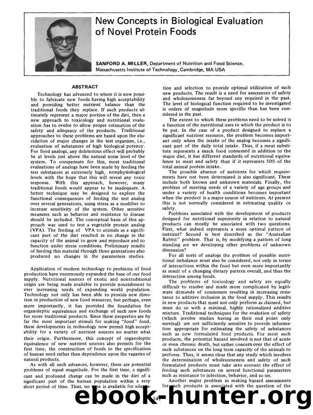 New concepts in biological evaluation of novel protein foods by Unknown