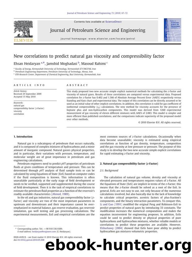New correlations to predict natural gas viscosity and compressibility factor by Ehsan Heidaryan & Jamshid Moghadasi & Masoud Rahimi