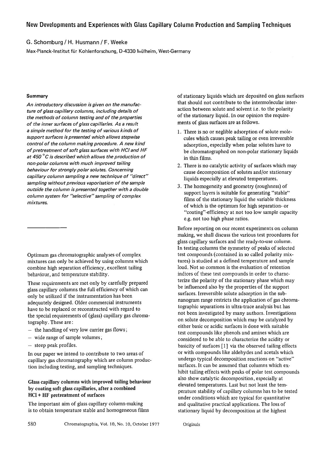 New developments and experiences with glass capillary column production and sampling techniques by Unknown
