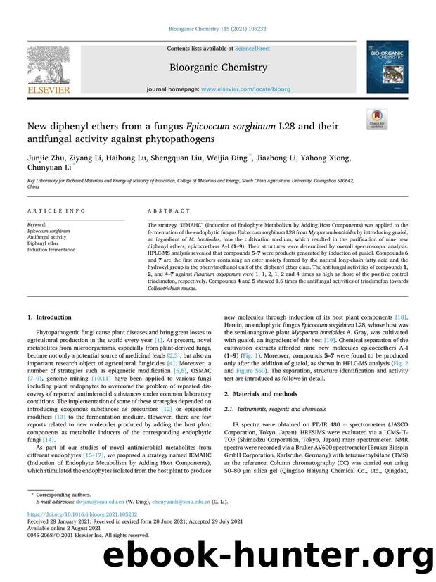 New diphenyl ethers from a fungus Epicoccum sorghinum L28 and their antifungal activity against phytopathogens by unknow
