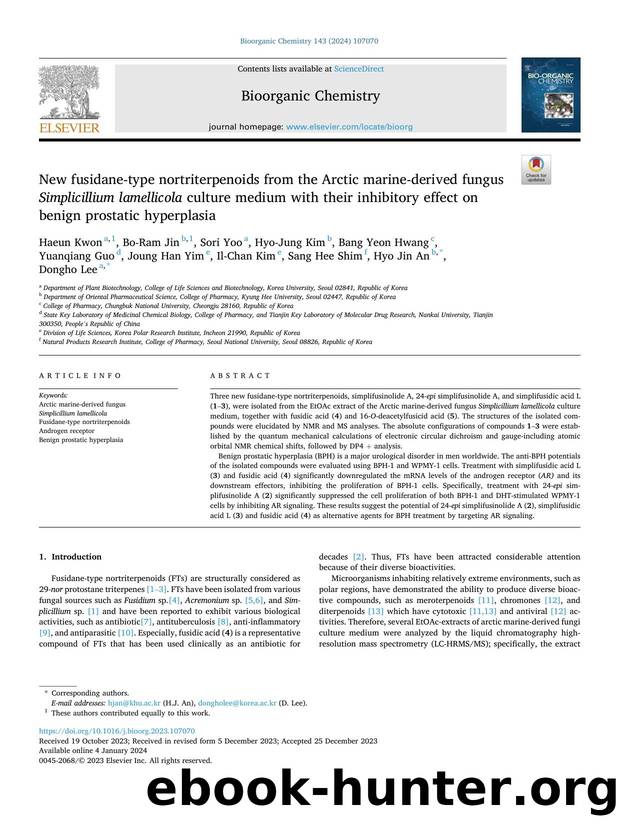 New fusidane-type nortriterpenoids from the Arctic marine-derived fungus Simplicillium lamellicola culture medium with their inhibitory effect on benign prostatic hyperplasia by unknow