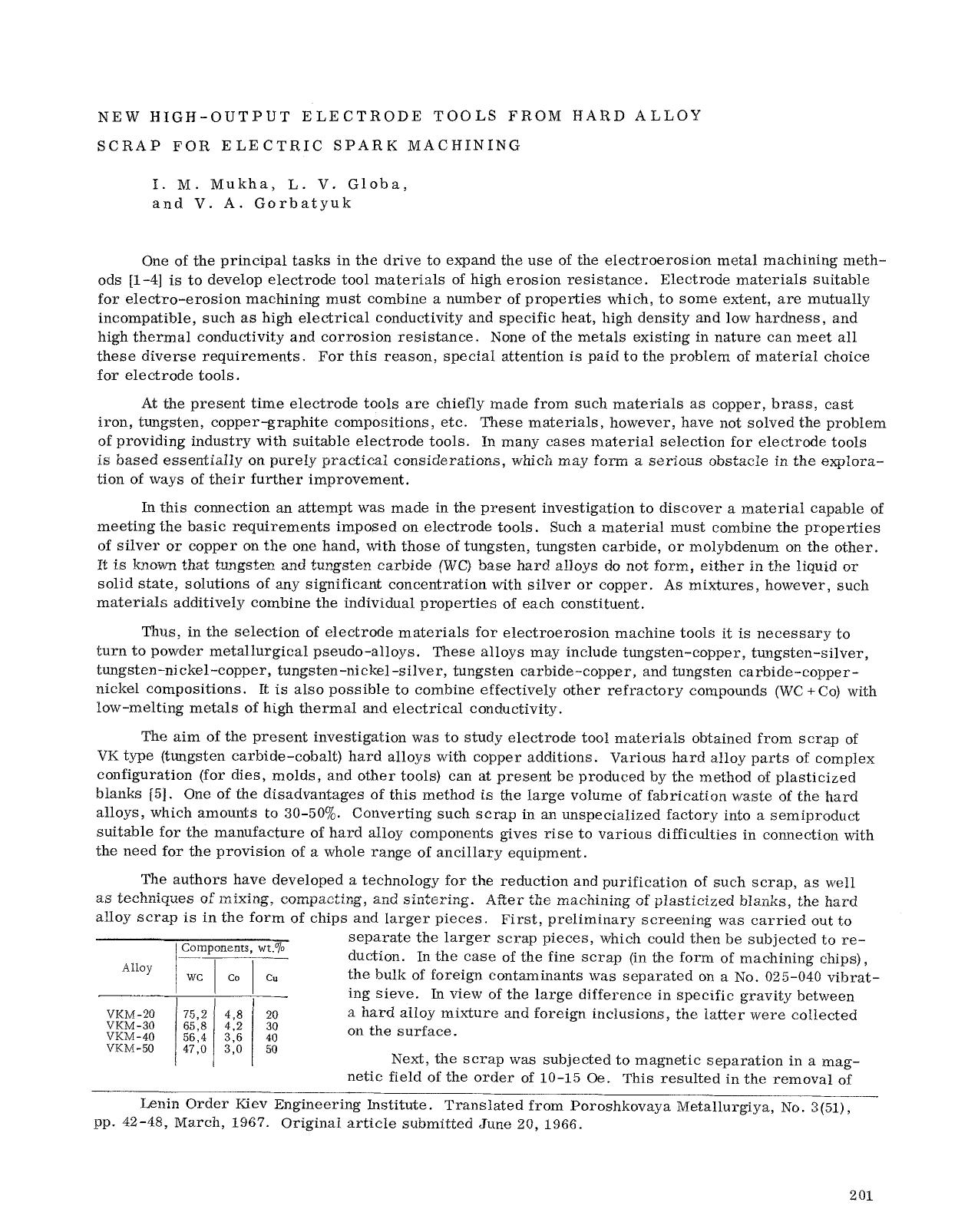 New high-output electrode tools from hard alloy scrap for electric spark machining by Unknown