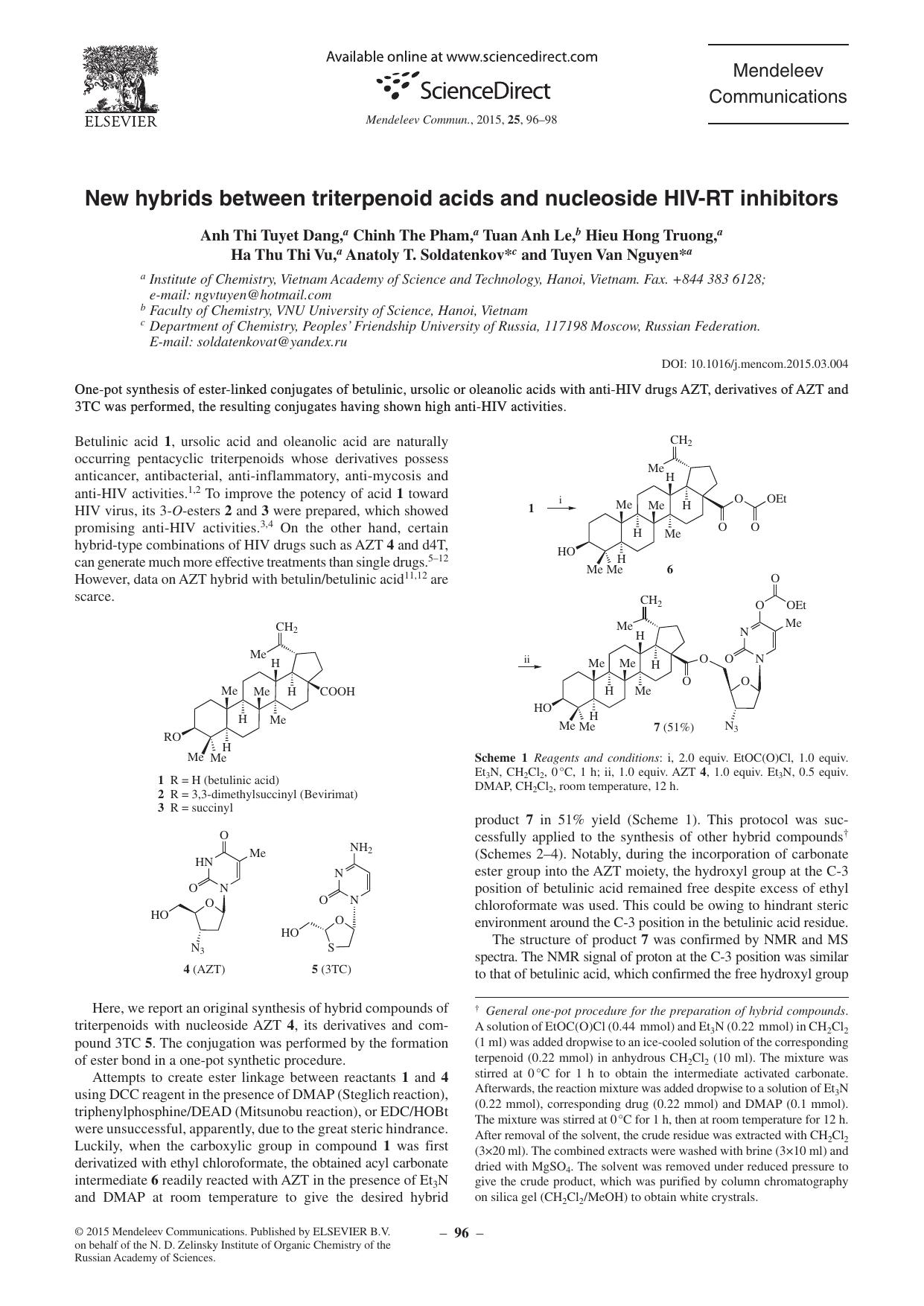New hybrids between triterpenoid acids and nucleoside HIV-RT inhibitors by unknow