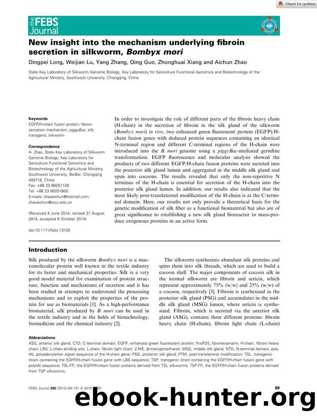 New insight into the mechanism underlying fibroin secretion in silkworm, BombyxÂ mori by Unknown