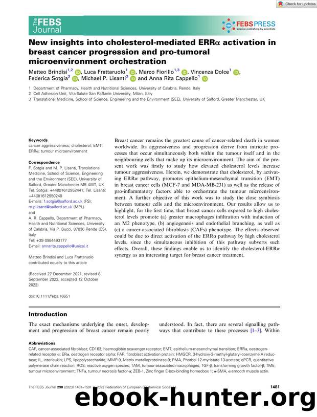 New insights into cholesterolâmediated ERRÎ± activation in breast cancer progression and proâtumoral microenvironment orchestration by Unknown