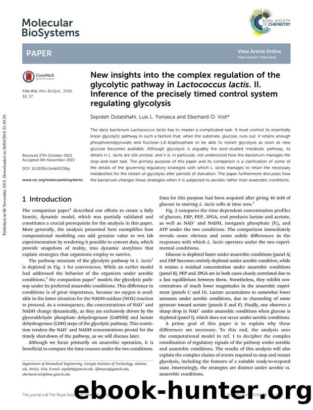 New insights into the complex regulation of the glycolytic pathway in Lactococcus lactis. II. Inference of the precisely timed control system regulating glycolysis by Sepideh Dolatshahi & Luis L. Fonseca & Eberhard O. Voit