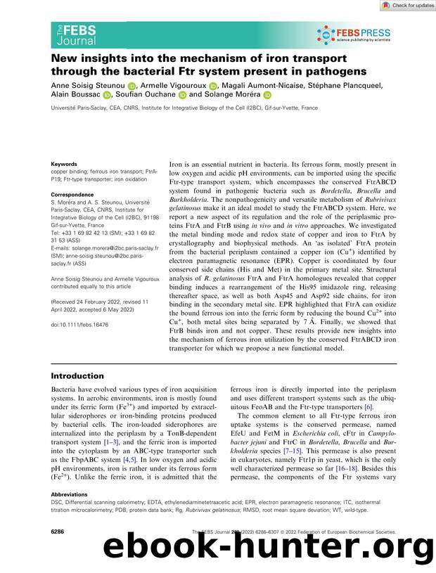 New insights into the mechanism of iron transport through the bacterial Ftr system present in pathogens by Unknown