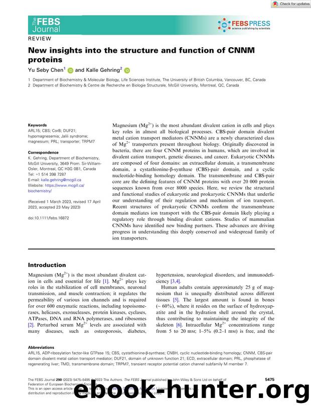 New insights into the structure and function of CNNM proteins by Unknown