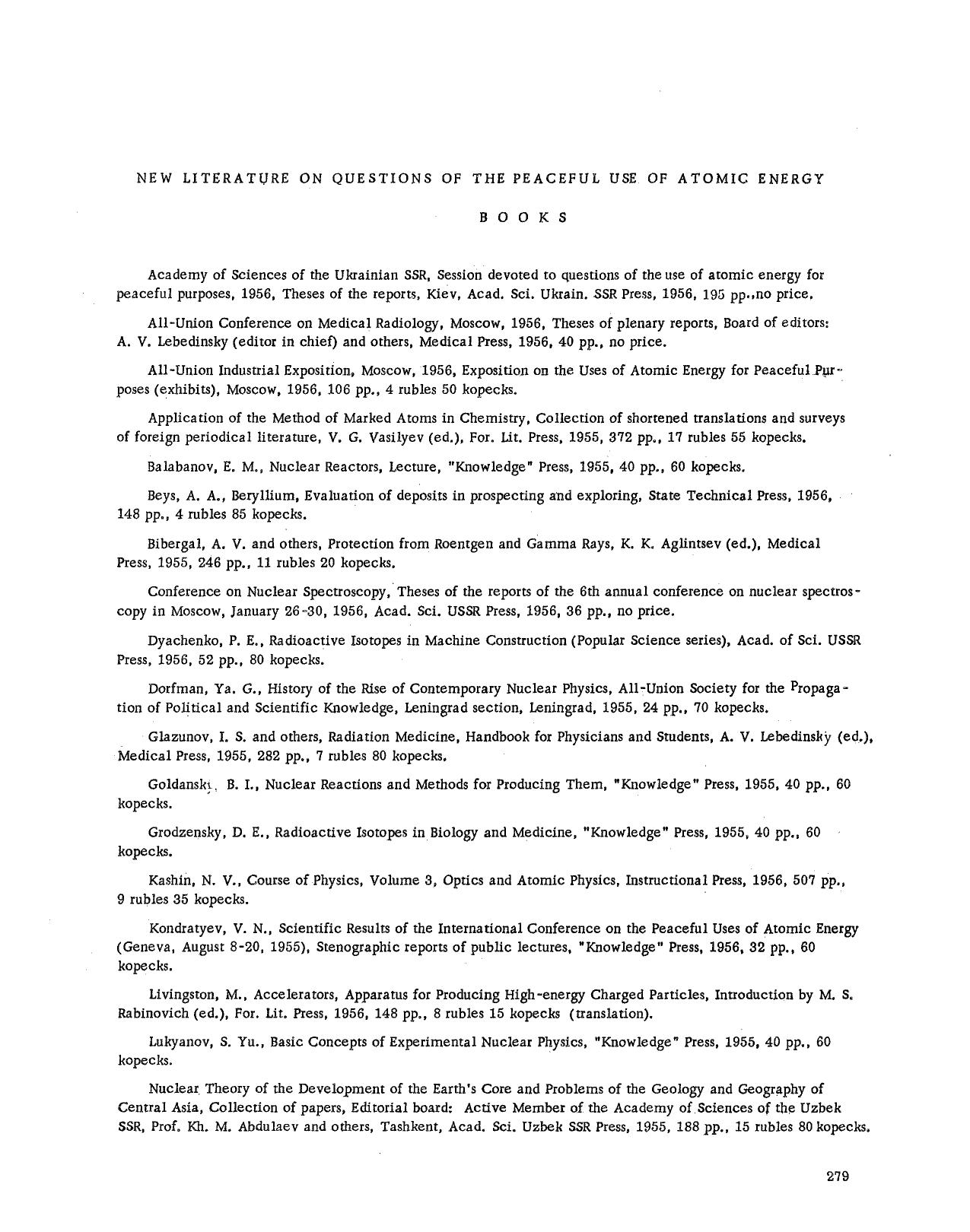 New literature on questions of the peaceful use of atomic energy books by Unknown