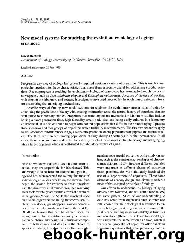 New model systems for studying the evolutionary biology of aging: Crustacea by Unknown