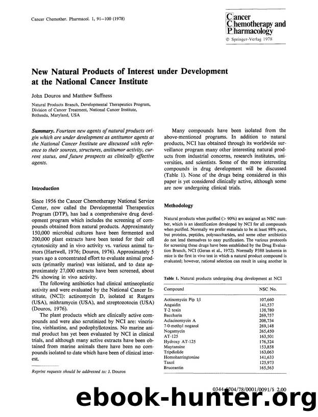 New natural products of interest under development at the National Cancer Institute by Unknown