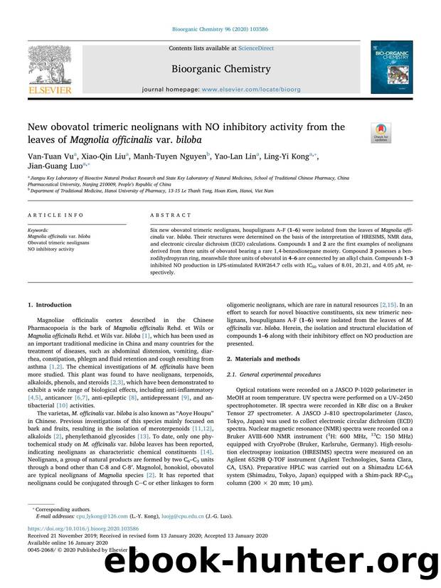 New obovatol trimeric neolignans with NO inhibitory activity from the leaves of Magnolia officinalis var. biloba by Van-Tuan Vu & Xiao-Qin Liu & Manh-Tuyen Nguyen & Yao-Lan Lin & Ling-Yi Kong & Jian-Guang Luo