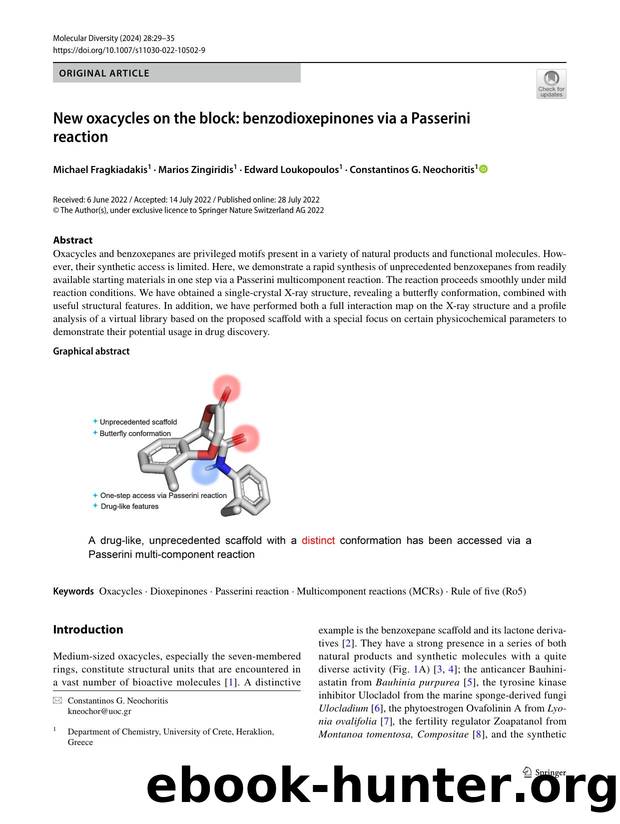 New oxacycles on the block: benzodioxepinones via a Passerini reaction by Michael Fragkiadakis & Marios Zingiridis & Edward Loukopoulos & Constantinos G. Neochoritis