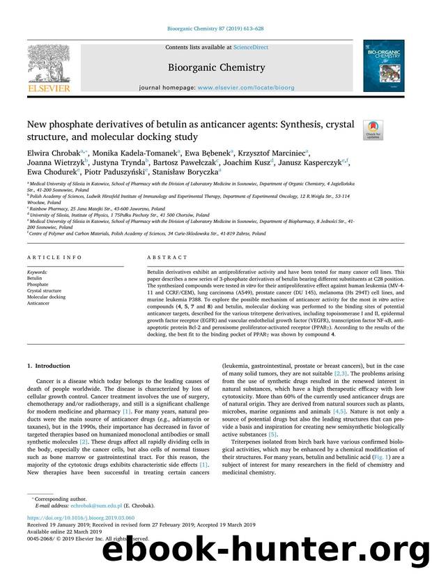 New phosphate derivatives of betulin as anticancer agents_ Synthesis, crystal structure, and molecular docking study by unknow