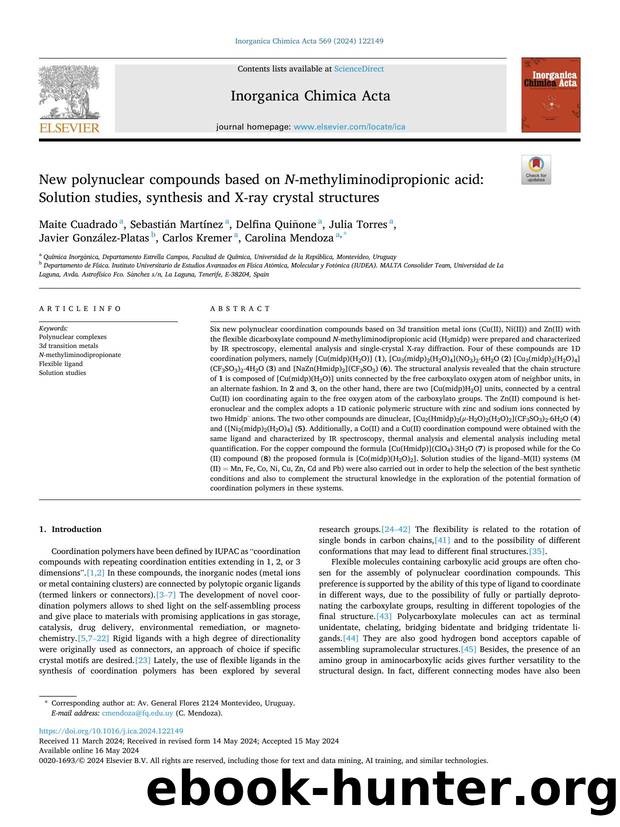 New polynuclear compounds based on N -methyliminodipropionic acid: Solution studies, synthesis and X-ray crystal structures by unknow