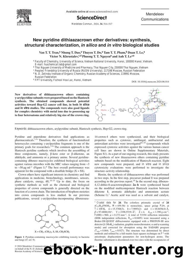 New pyridine dithiaazacrown ether derivatives: synthesis, structural characterization, in silico and in vitro biological studies by unknow