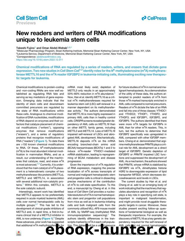 New readers and writers of RNA modifications unique to leukemia stem cells by Takeshi Fujino & Omar Abdel-Wahab