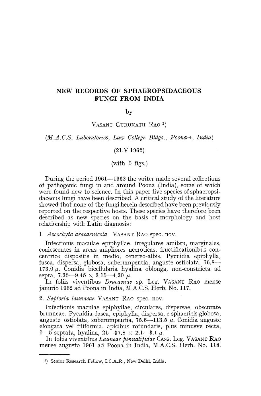 New records of sphaeropsidaceous fungi from India by Unknown