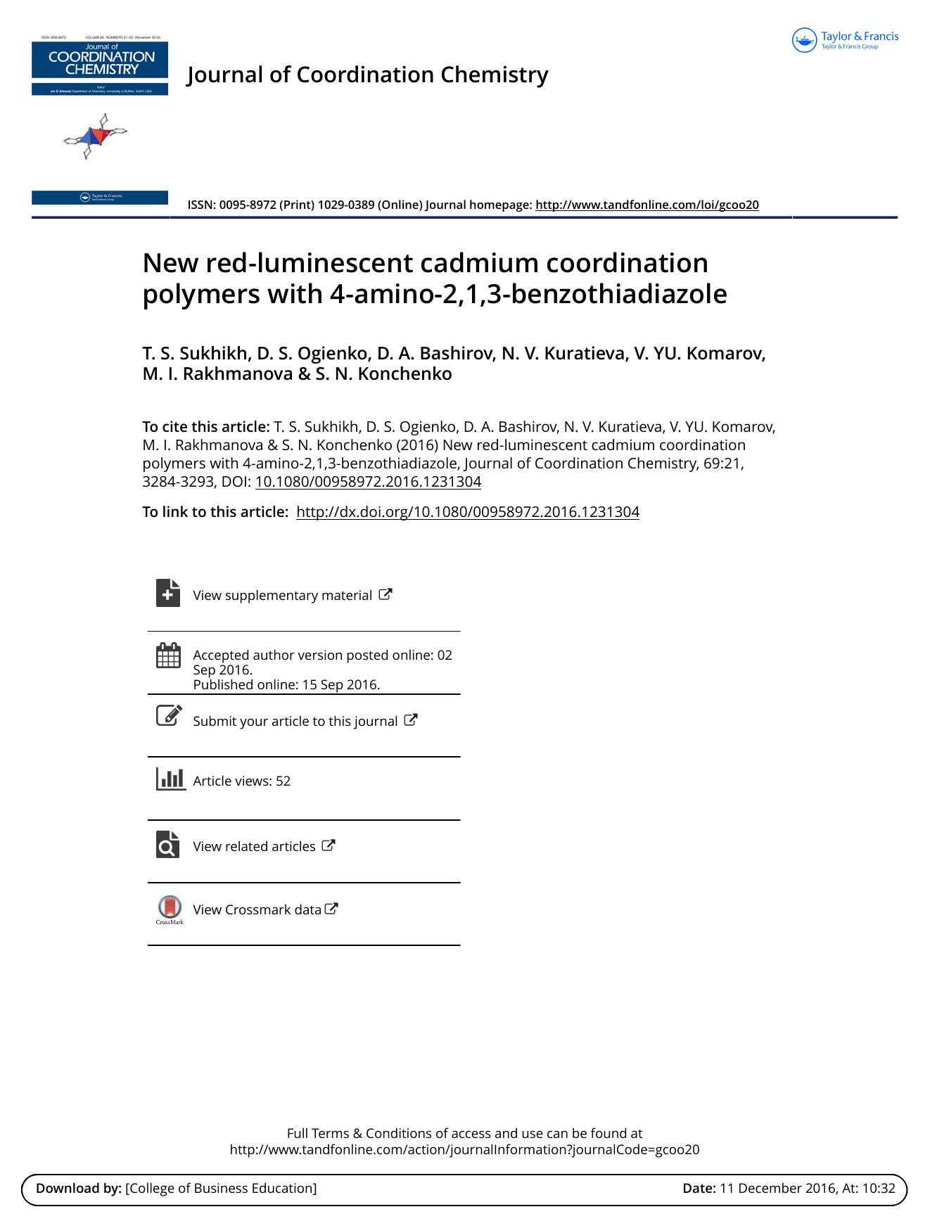 New red-luminescent cadmium coordination polymers with 4-amino-2,1,3-benzothiadiazole by unknow