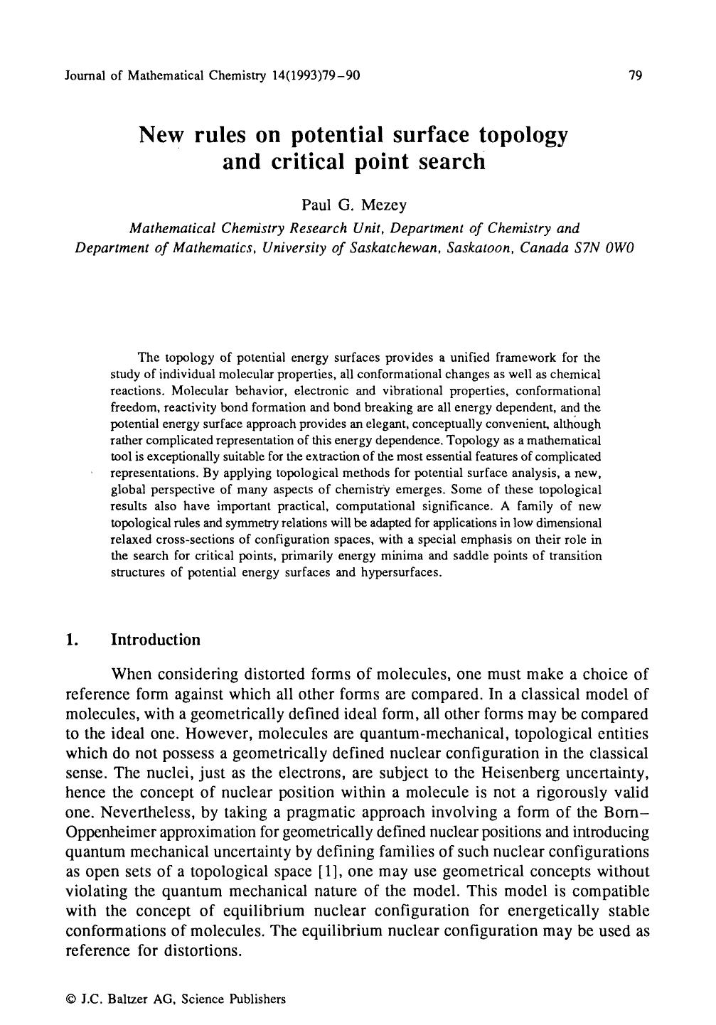 New rules on potential surface topology and critical point search by Unknown