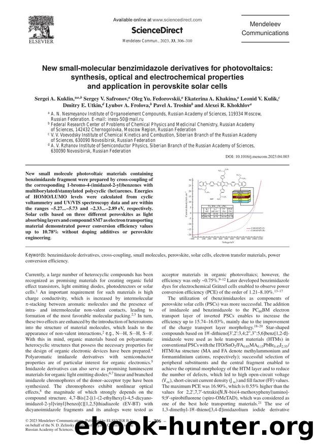 New small-molecular benzimidazole derivatives for photovoltaics: Synthesis, optical and electrochemical properties and application in perovskite solar cells by unknow