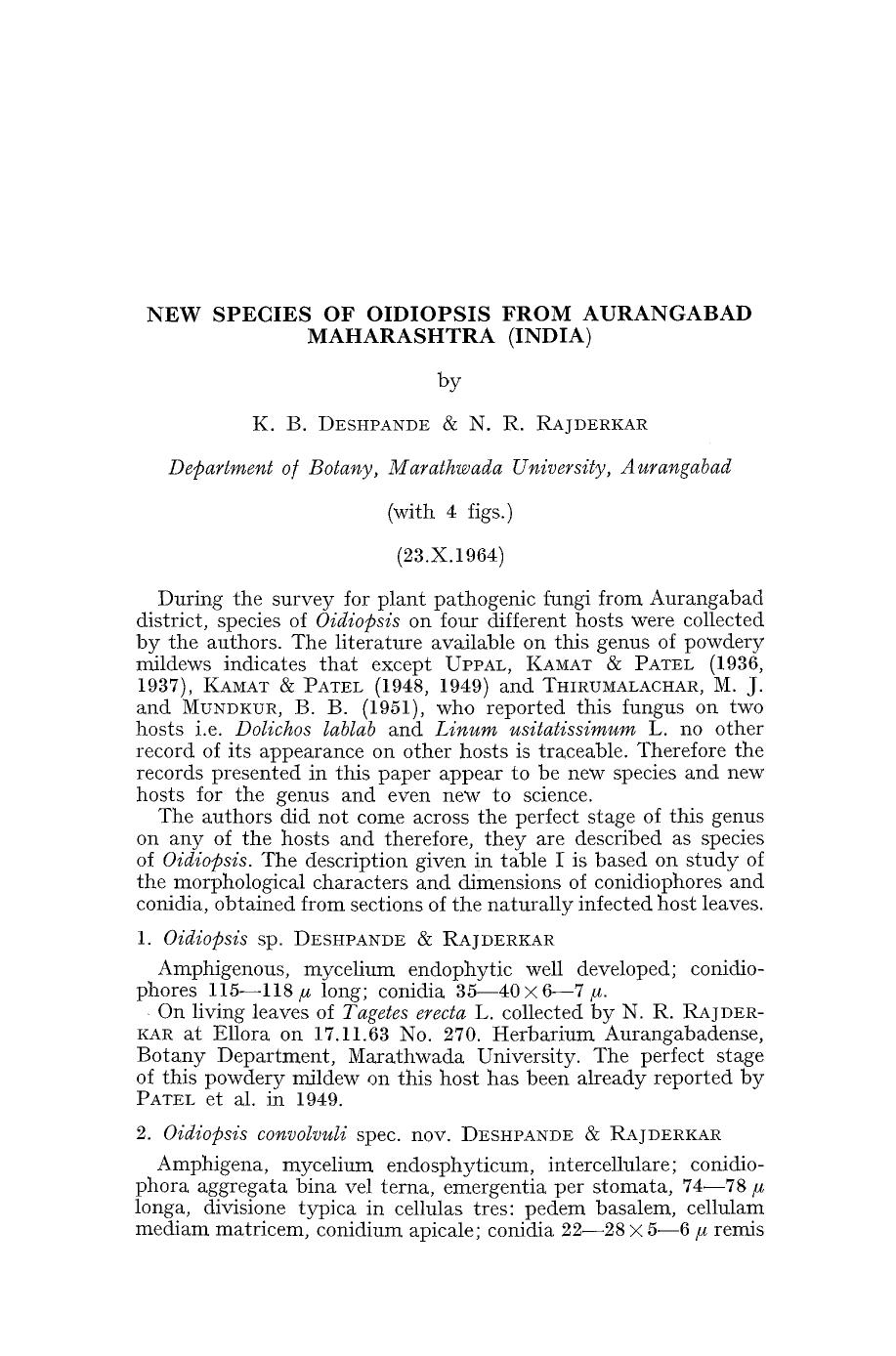 New species of oidiopsis from Aurangabad maharashtra (India) by Unknown