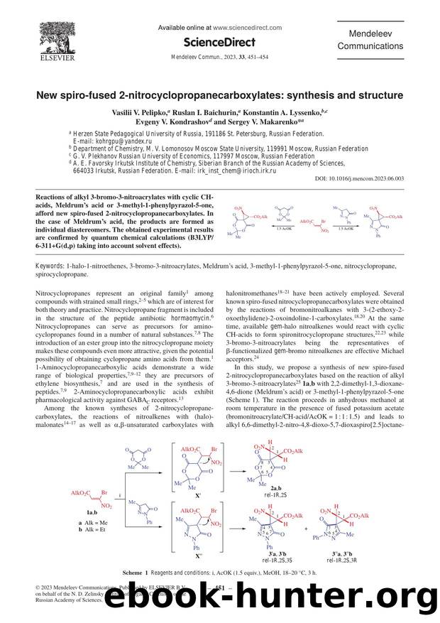 New spiro-fused 2-nitrocyclopropanecarboxylates: Synthesis and structure by unknow