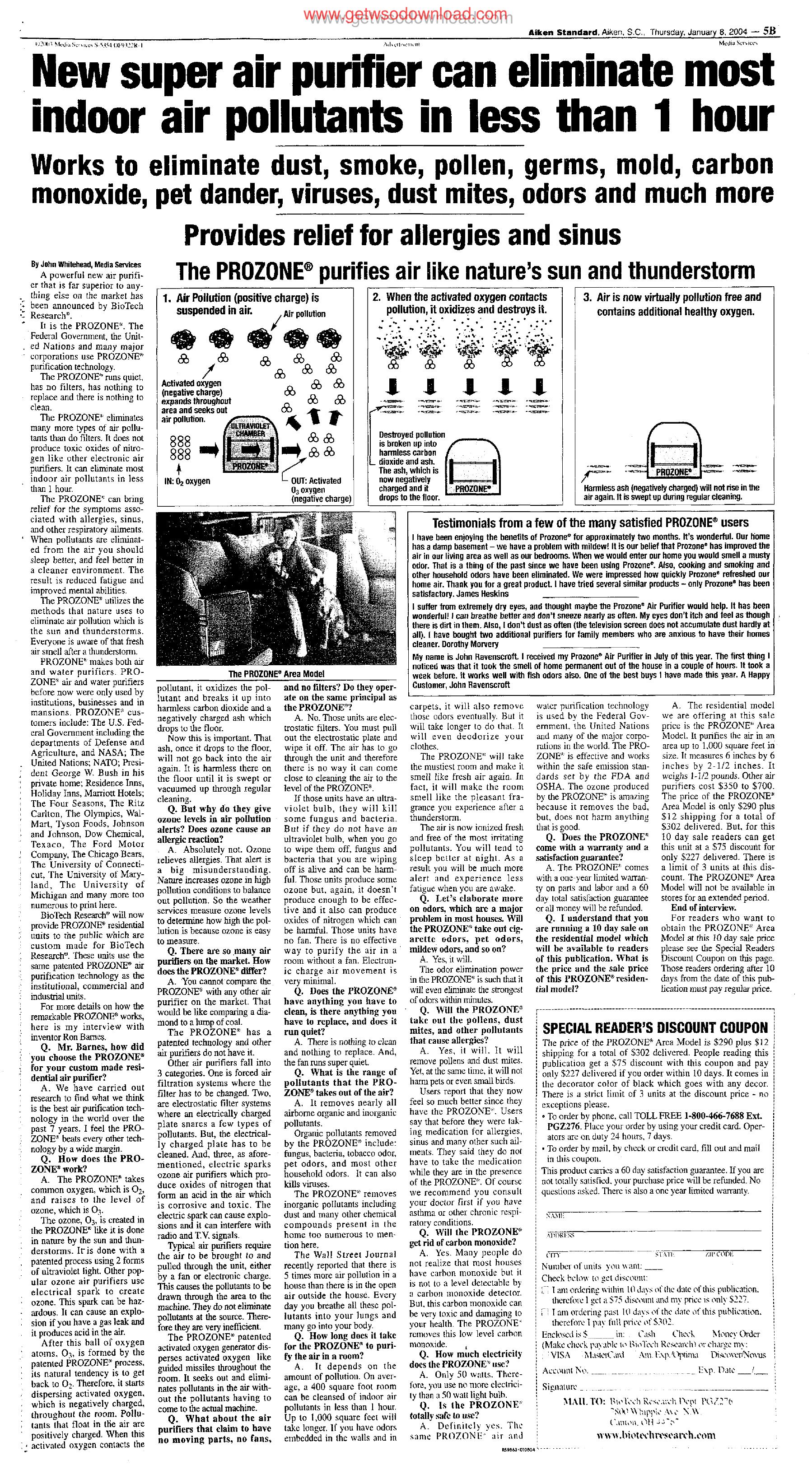 New super air purifier can eliminate most indoor air pollutants by Copyright 2007 Heritage Microfilm Inc. and Newspaperarchive.com