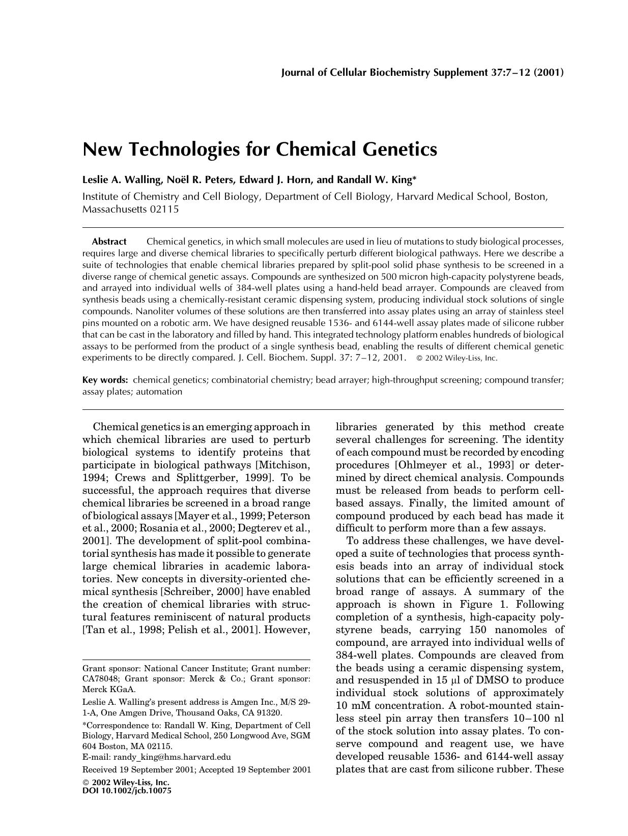 New technologies for chemical genetics by Unknown