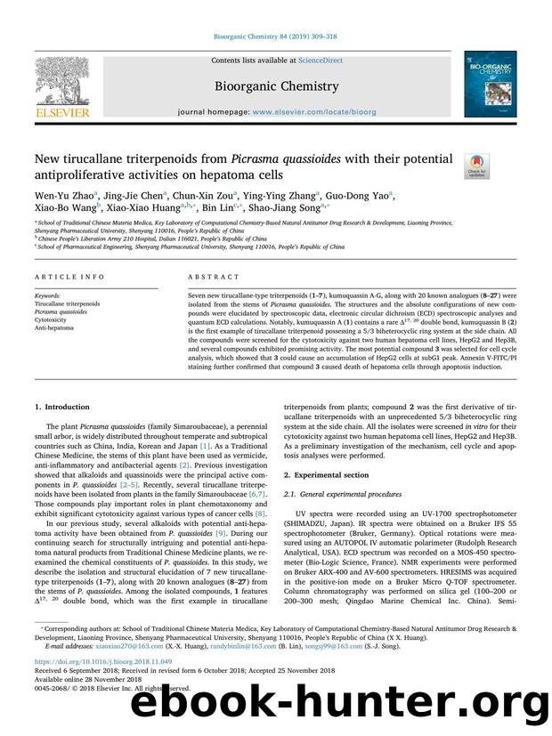 New tirucallane triterpenoids from Picrasma quassioides with their potential antiproliferative activities on hepatoma cells by unknow