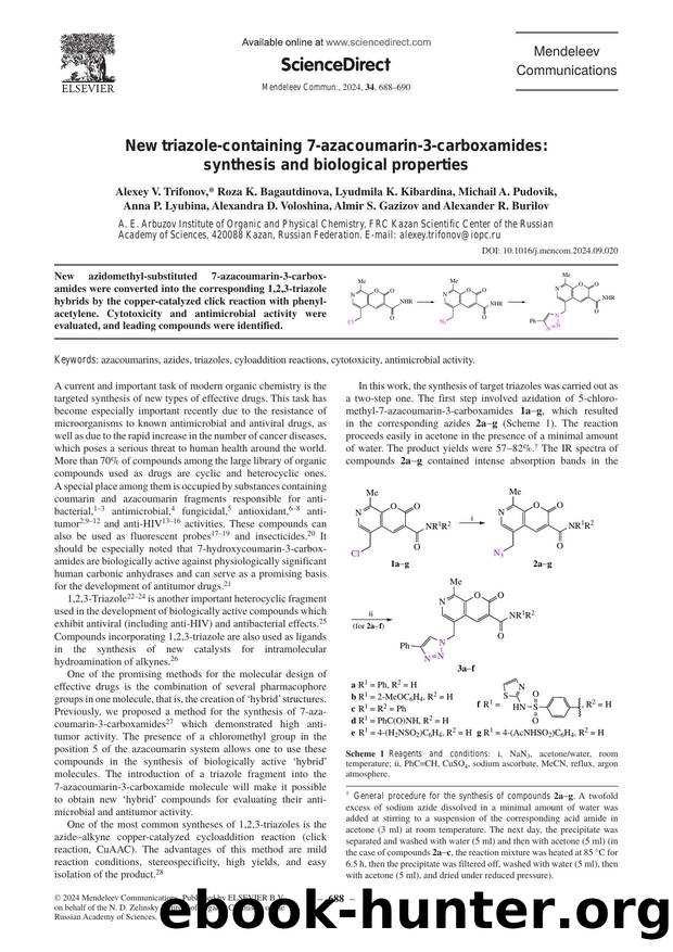 New triazole-containing 7-azacoumarin-3-carboxamides: synthesis and biological properties by unknow