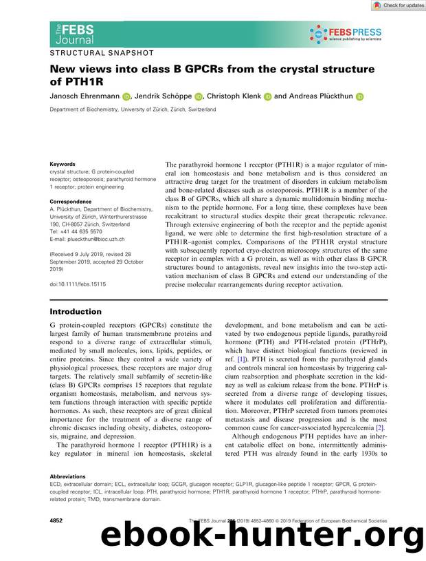 New views into class B GPCRs from the crystal structure of PTH1R by Unknown