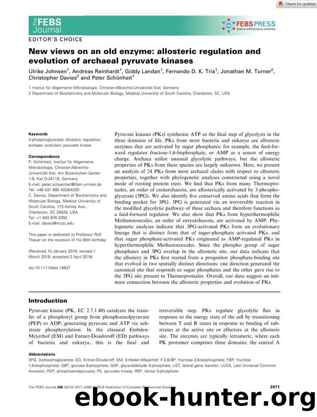 New views on an old enzyme: allosteric regulation and evolution of archaeal pyruvate kinases by Unknown