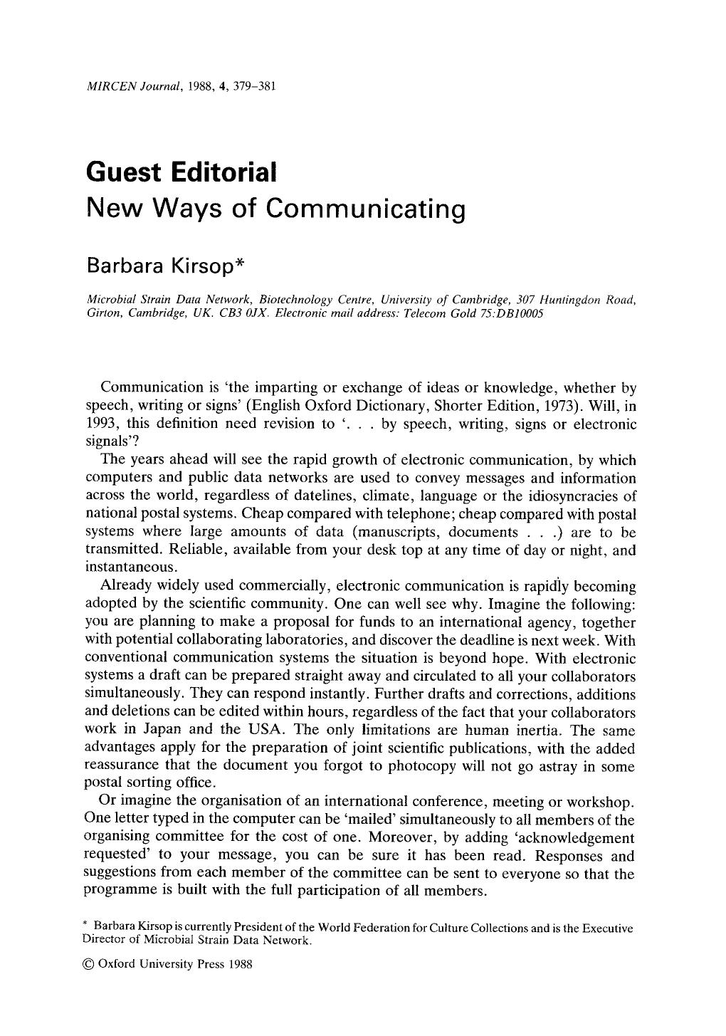 New ways of communicating by Unknown