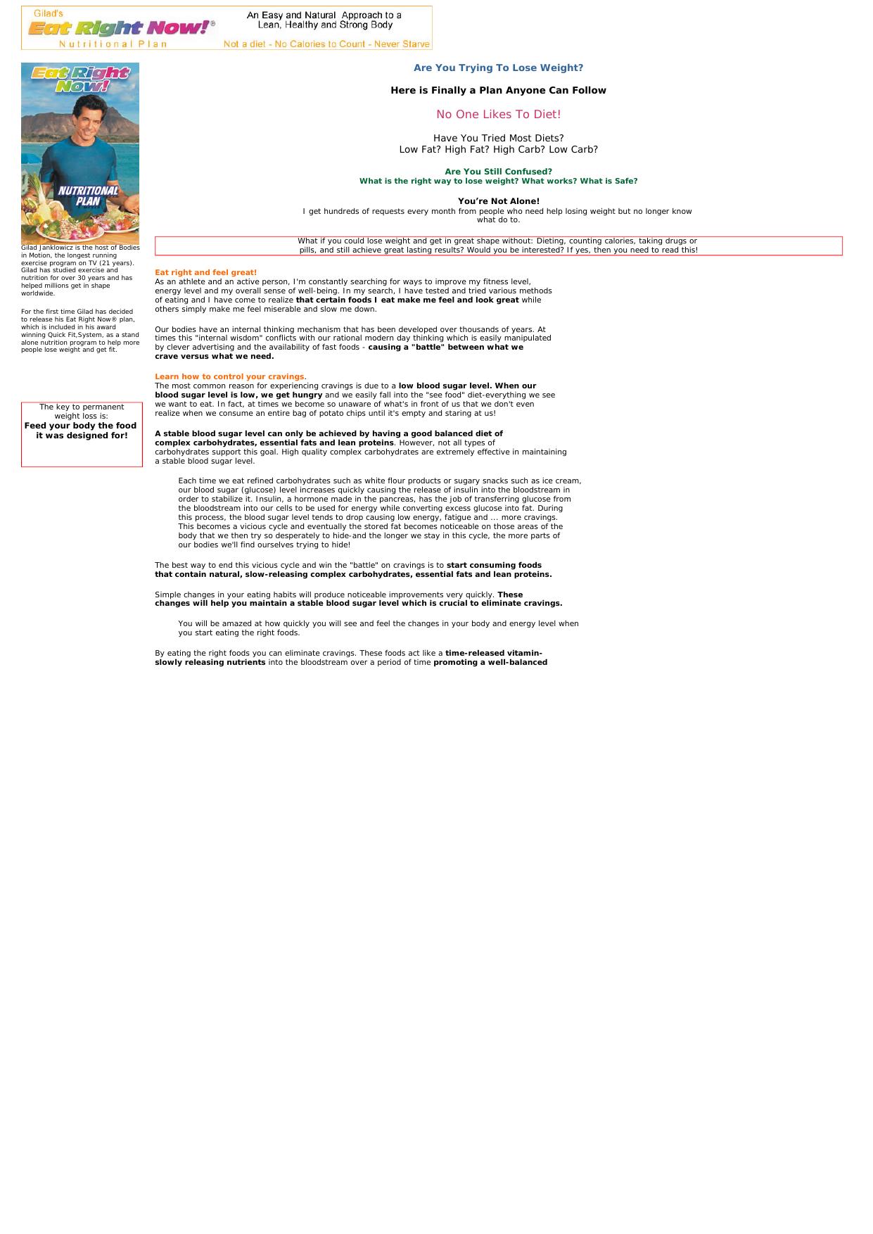 New! - Eat The Right Carbs - By Gilad. by Best of Kuszter's Collection