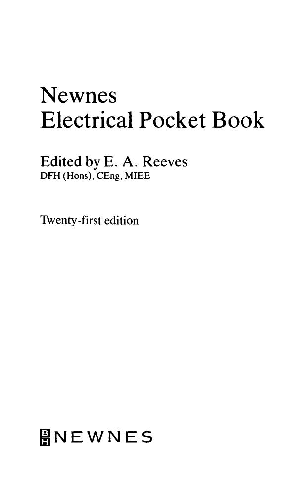 Newnes Electrical Pocket Book by E.A. Reeves (Eds.)