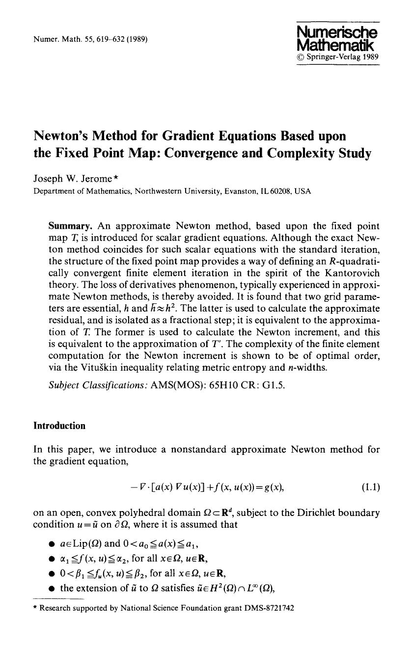 Newton's method for gradient equations based upon the fixed point map: Convergence and complexity study by Unknown