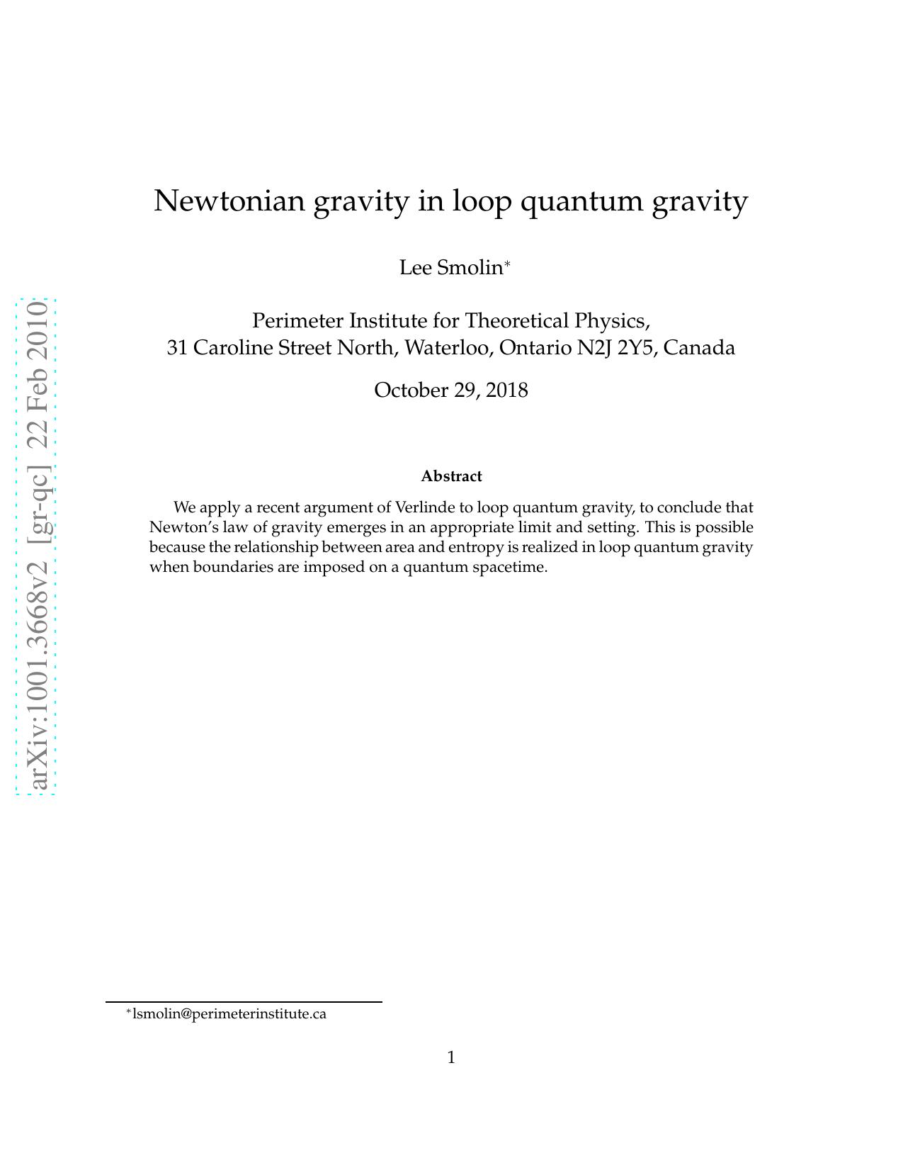 Newtonian gravity in loop quantum gravity (2018) by Unknown