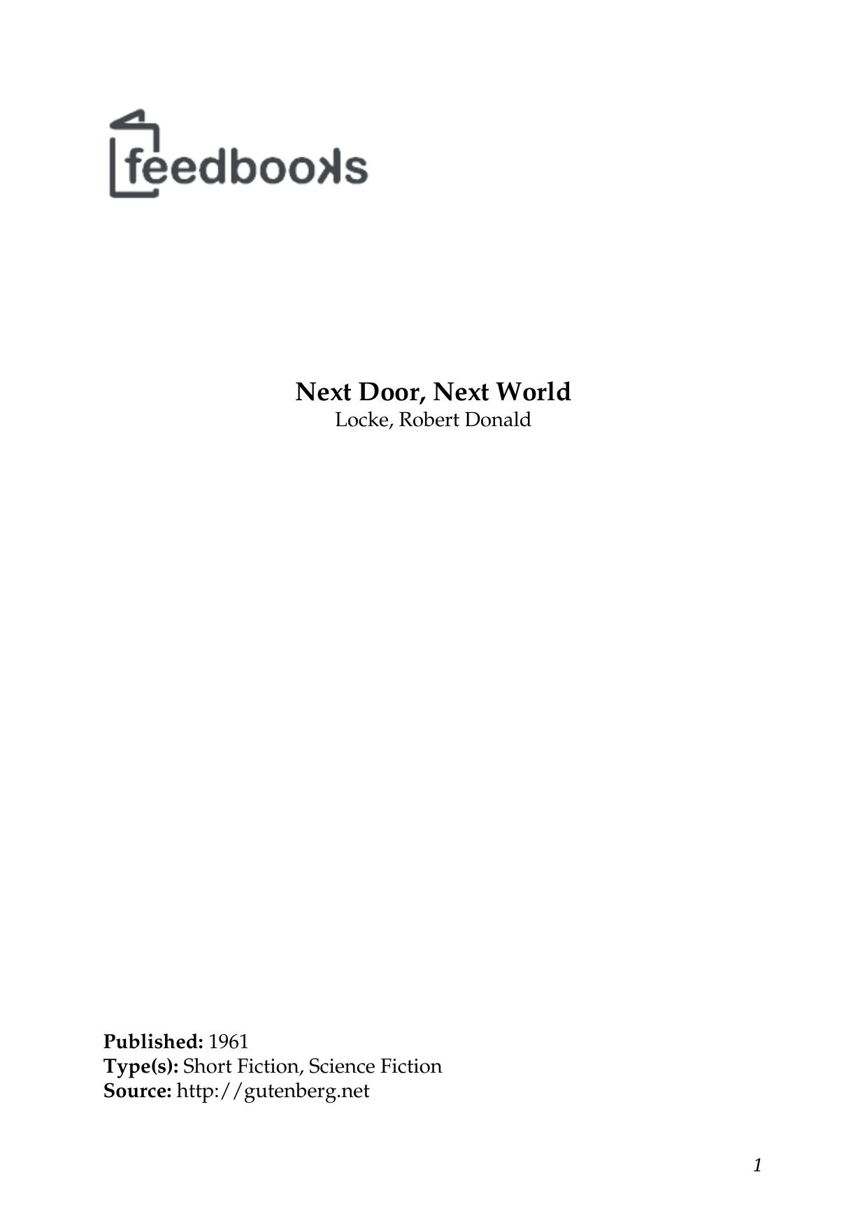 Next Door, Next World by Locke Robert Donald
