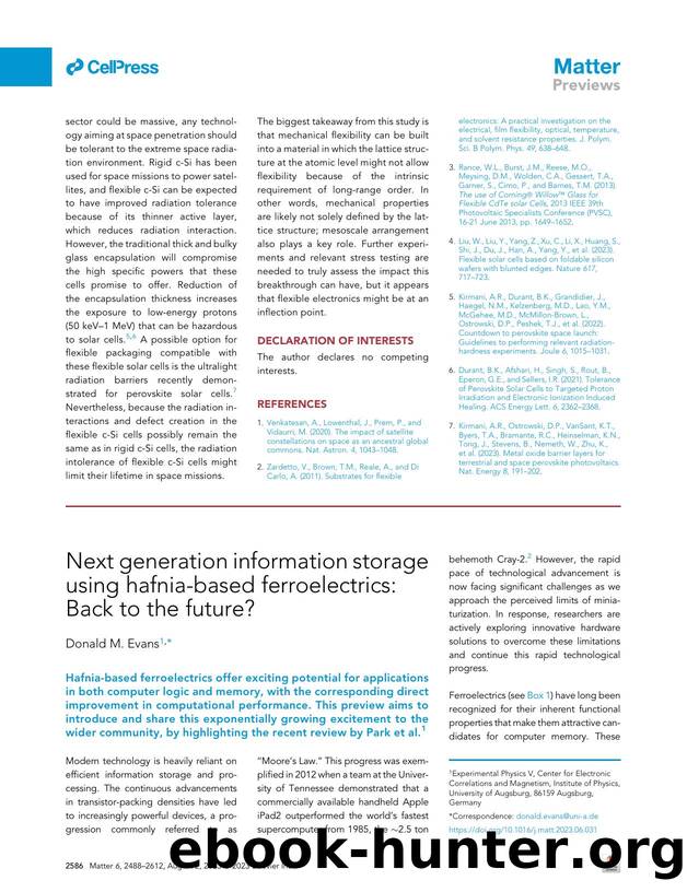Next generation information storage using hafnia-based ferroelectrics: Back to the future? by Donald M. Evans