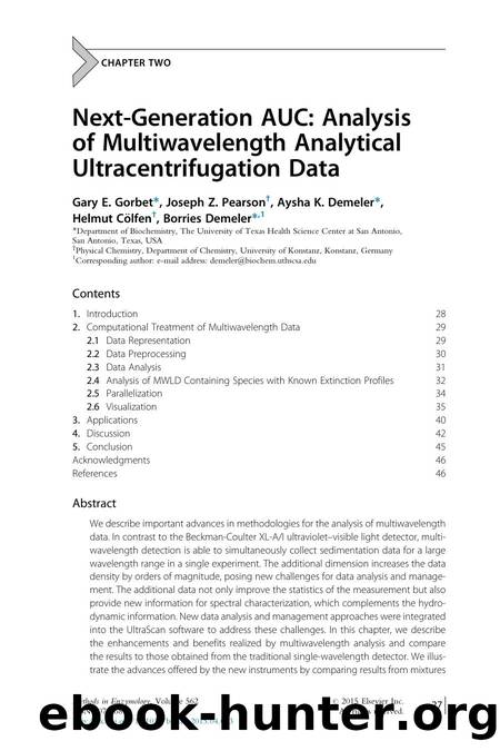 Next-Generation AUC: Analysis of Multiwavelength Analytical Ultracentrifugation Data by Gary E. Gorbet & Joseph Z. Pearson & Aysha K. Demeler & Helmut Cölfen & Borries Demeler