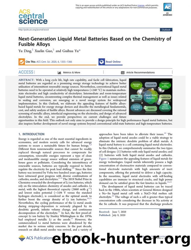 Next-Generation Liquid Metal Batteries Based on the Chemistry of Fusible Alloys by Yu Ding & Xuelin Guo & Guihua Yu (ORCID: 0000-0002-3253-0749)