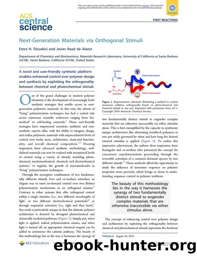 Next-Generation Materials via Orthogonal Stimuli by Emre H. Discekici (ORCID: 0000-0001-7083-5714) & Javier Read de Alaniz (ORCID: 0000-0003-2770-9477)
